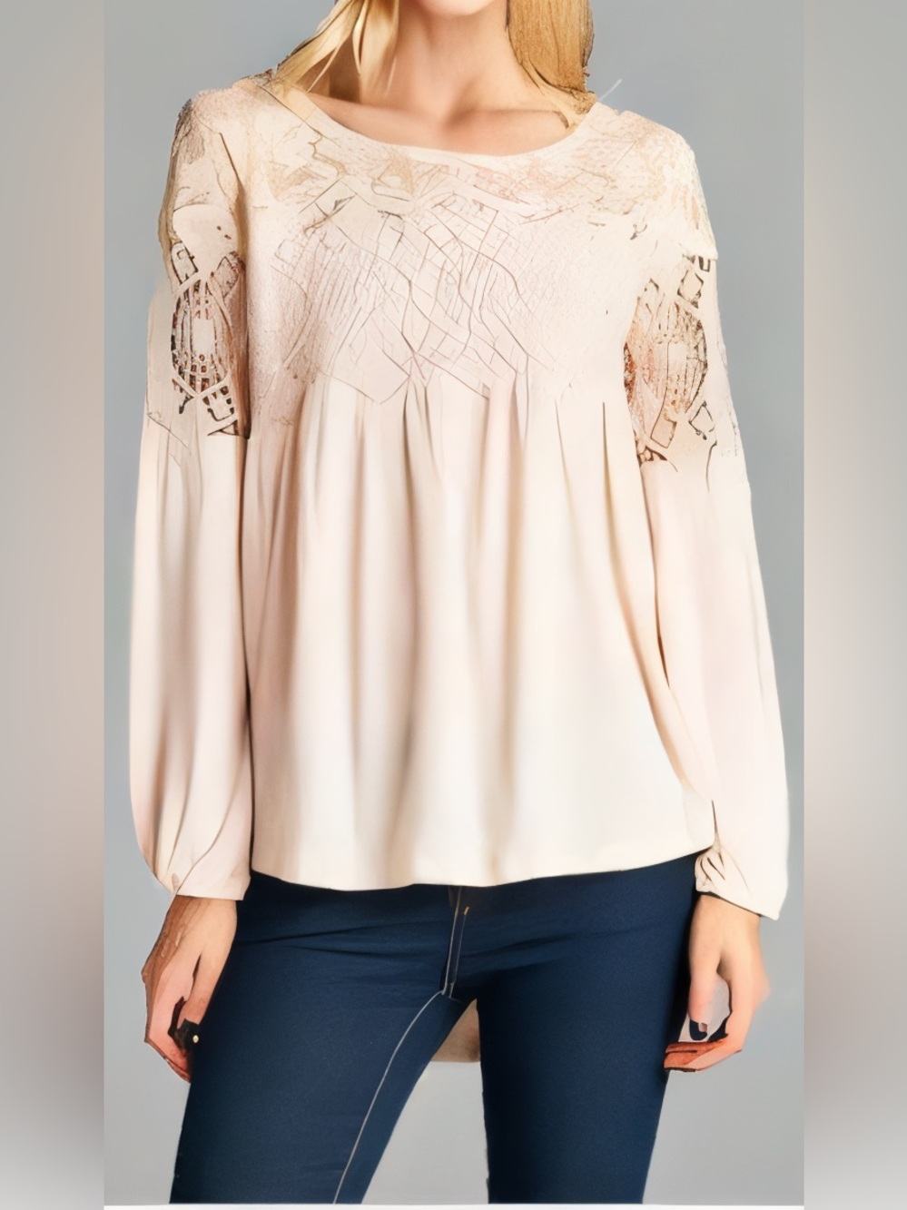Sundance Lace Panel Light Pink Top XS